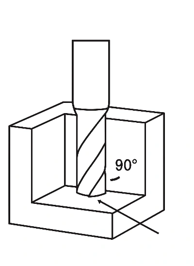 When an end mill enters a cavity, the internal corner naturally forms a radius and cannot be machined into a sharp angle