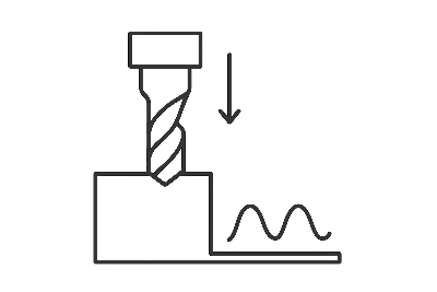 Long, thin tools cutting deep slots tend to bend and vibrate.