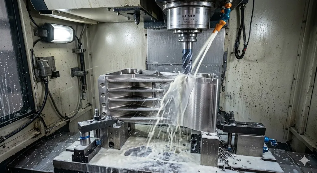 Precision CNC roughing and finishing process for a thin-wall titanium aerospace airframe joint. Precision CNC roughing and finishing process for a thin-wall titanium aerospace airframe joint.